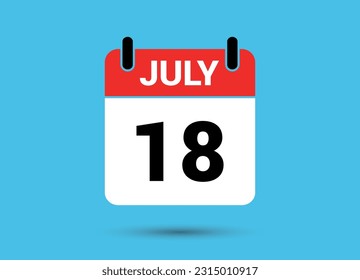 18 de julio Fecha del calendario Icono plano Día 18 Ilustración vectorial
