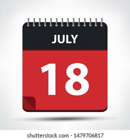 July 18 - Calendar Icon - Calendar design template - Business vector illustration.