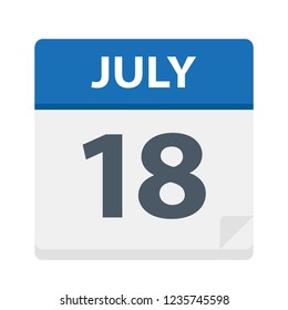 July 18 - Calendar Icon - Vector Illustration