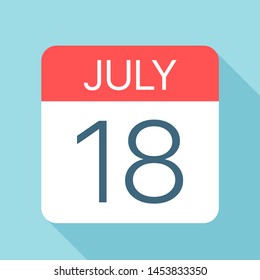 July 18 - Calendar Icon - Vector Illustration
