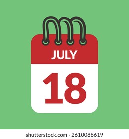 July 18 Calendar icon vector illustration.