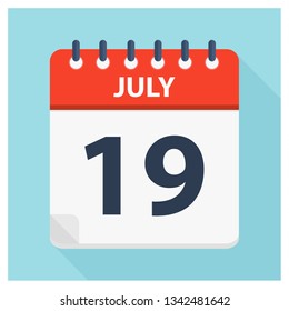 July 19 - Calendar Icon - Calendar design template - Business vector illustration.
