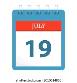 19 de julio - Icono del calendario - Plantilla del calendario - Ilustración del vector de negocio. 