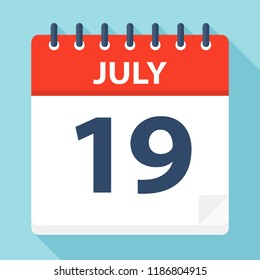 July 19 - Calendar Icon - Vector Illustration