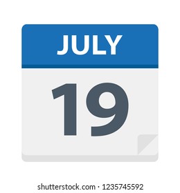 July 19 - Calendar Icon - Vector Illustration