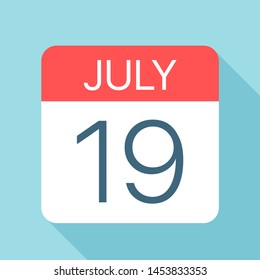 July 19 - Calendar Icon - Vector Illustration