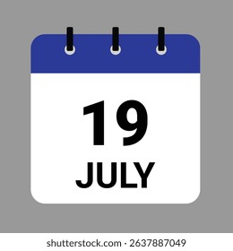 JULY 19 - Daily Calendar Icon - White Background