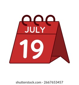 Juli 19 Schreibtisch Kalender Vektor auf weißem Hintergrund
Vektor roter Kalender, flaches Symbol