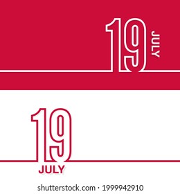 July 19. Set of vector template banners for calendar, event date.