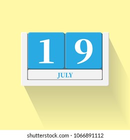 July 19. Vector flat daily calendar icon. Date and time, day, month. Holiday. Season.