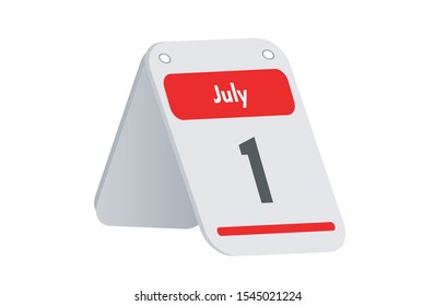 July 1st calendar icon. Day 1 of month. Vector illustration.