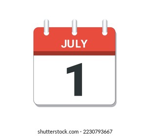 July 1st calendar icon vector. Concept of schedule, business and tasks
