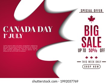 1 DE JULIO. Diseño de plantillas de banners publicitarios de promoción de ventas en el Día de Canadá