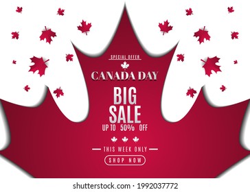 JULY 1st. Canada day background sales promotion advertising banner template design