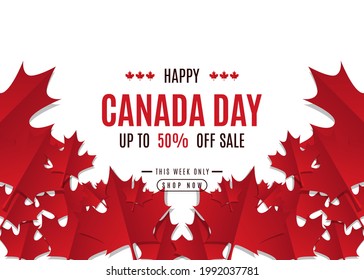 JULY 1st. Canada day background sales promotion advertising banner template design