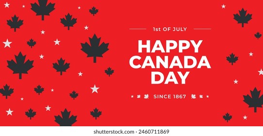 July 1st. Canada day background advertising banner template design. Canada symbol Maple leaves Red and black colors. Canada victory day. Canada day banner or header background. First of July National