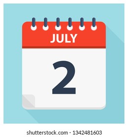 July 2 - Calendar Icon - Calendar design template - Business vector illustration.