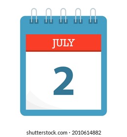 July 2 - Calendar Icon - Calendar template - Business vector illustration. 