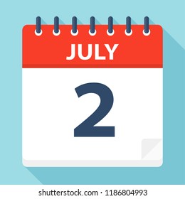 July 2 - Calendar Icon - Vector Illustration