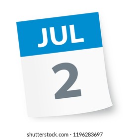 July 2 - Calendar Icon - Vector Illustration