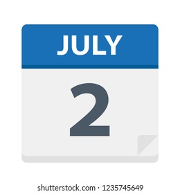July 2 - Calendar Icon - Vector Illustration