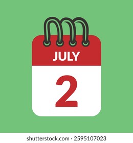 July 2 Calendar icon vector illustration.