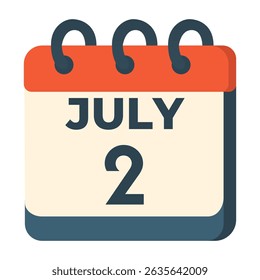 July 2 calendar vector on white background
Vector calendar with date