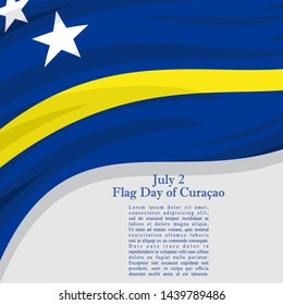 July 2, Curaçao flag day vector illustration. Suitable for greeting card, poster and banner.