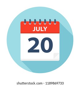 July 20 - Calendar Icon - Vector Illustration