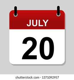 July 20 , calendar icon vector illustration
