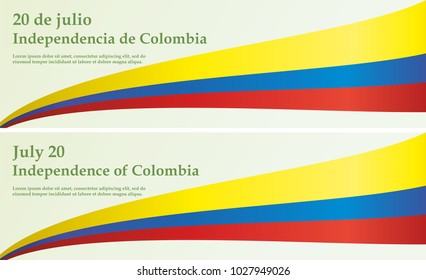 July 20, Declaration of Independence of Colombia. Flag of Colombia. Bright, colorful vector illustration