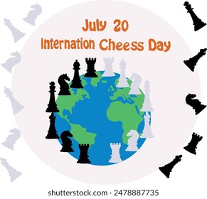 july 20 is  international chess day vector illustration. 
Good for banner, poster, greeting card, party card, invitation, template, advertising, campaign, and social media. 
