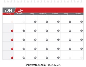 July 2014 Planning Calendar