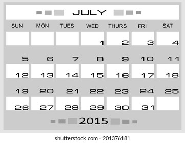July 2015 year vector calendar