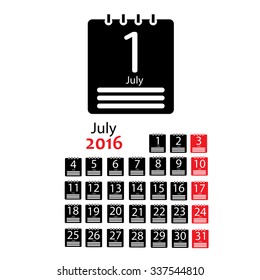 July 2016 Calendar