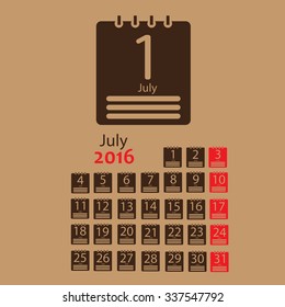 July 2016 Calendar