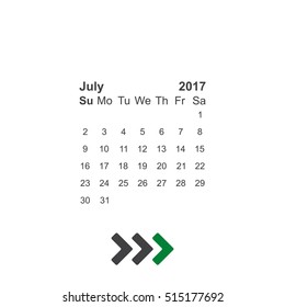 July 2017 Calendar Icon Vector flat design style