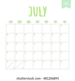 July 2017. Printable. Vector EPS10