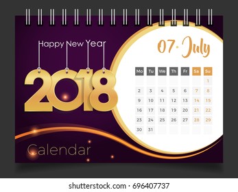 July 2018. Desk Calendar 2018