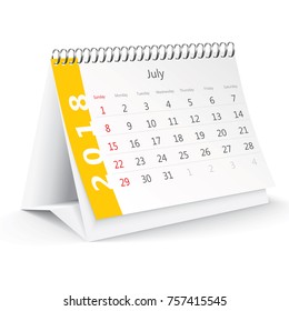 July 2018 desk calendar - vector illustration