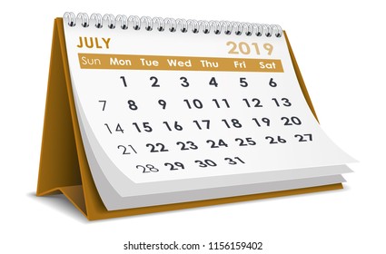 July 2019 calendar