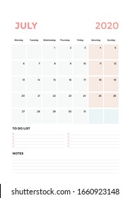 July 2020 Calendar Design Printable