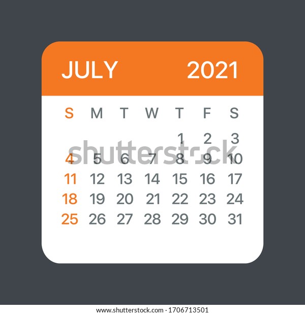 July 21 Calendar Leaf Illustration Vector Stock Vector Royalty Free