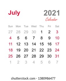July 2021 calendar - monthly calendar template - 2021 monthly calendar