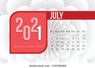 July 2021 Calendar Template Design with white Background. Week starts on Sunday. Calendar 2021 template Design Vector.