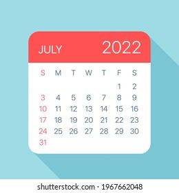 July 2022 Calendar Leaf - Vector Illustration