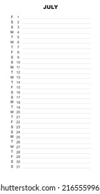 July 2022, to do list, vector.