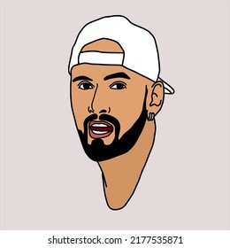 July 2022: A Vector Illustration Of Nick Kyrgios