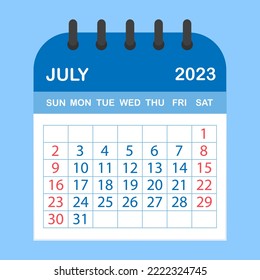 July 2023 calendar in flat style