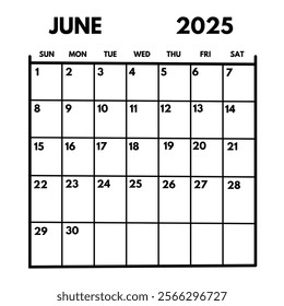 July 2025 Calendar Planner, Dates, Month